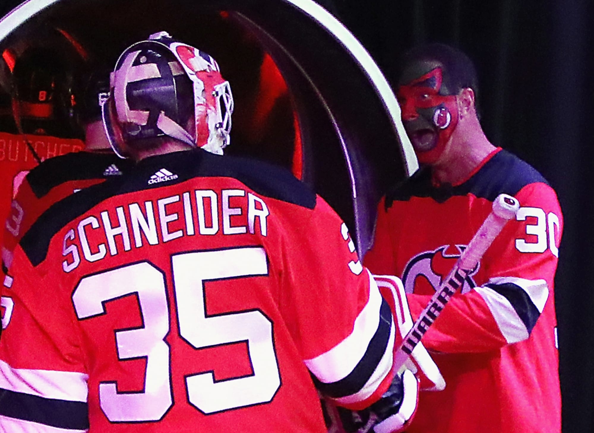 PHOTO: Cory Schneider's mask complements Millionaires jersey 