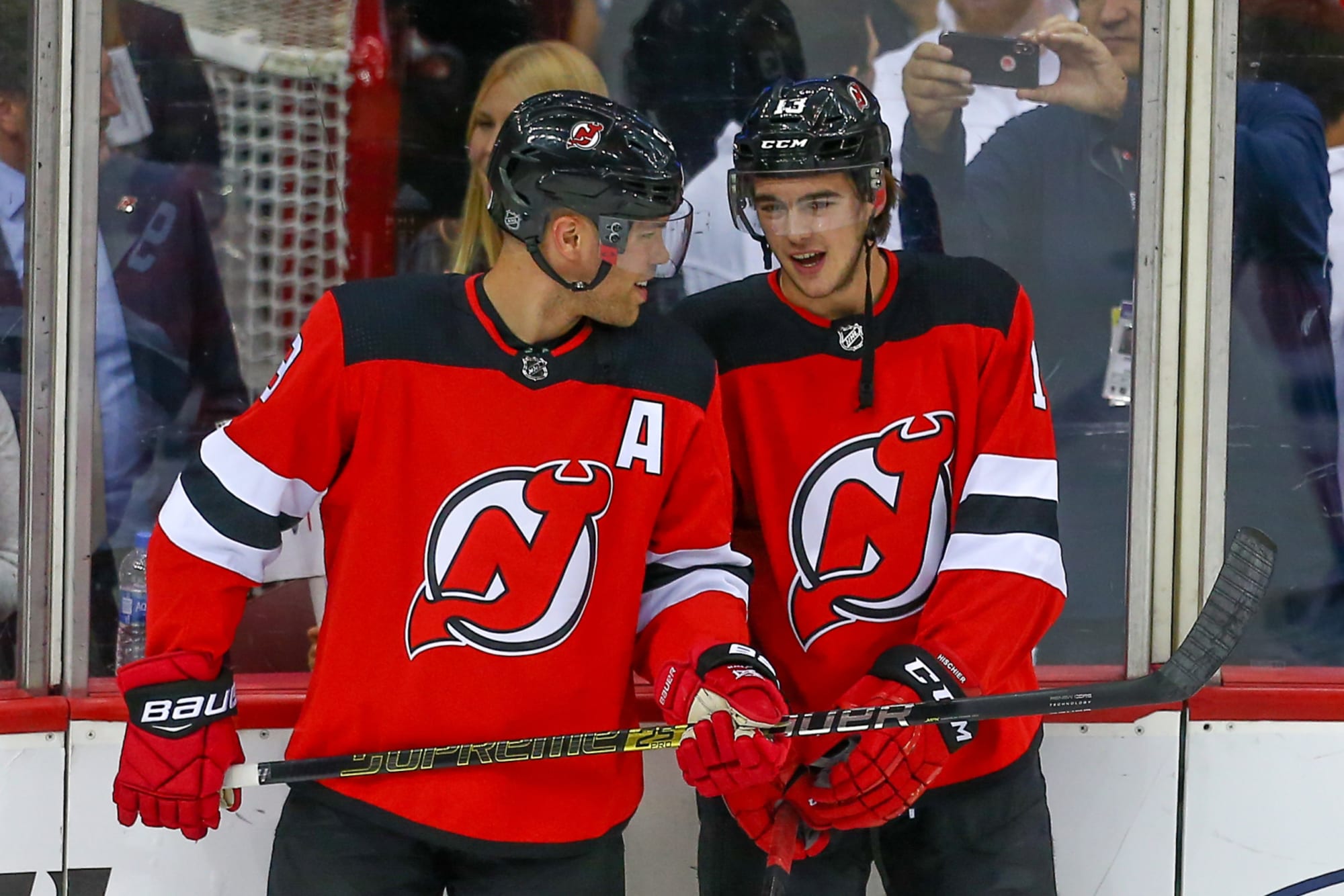 Taylor Hall scores twice as Devils win home opener