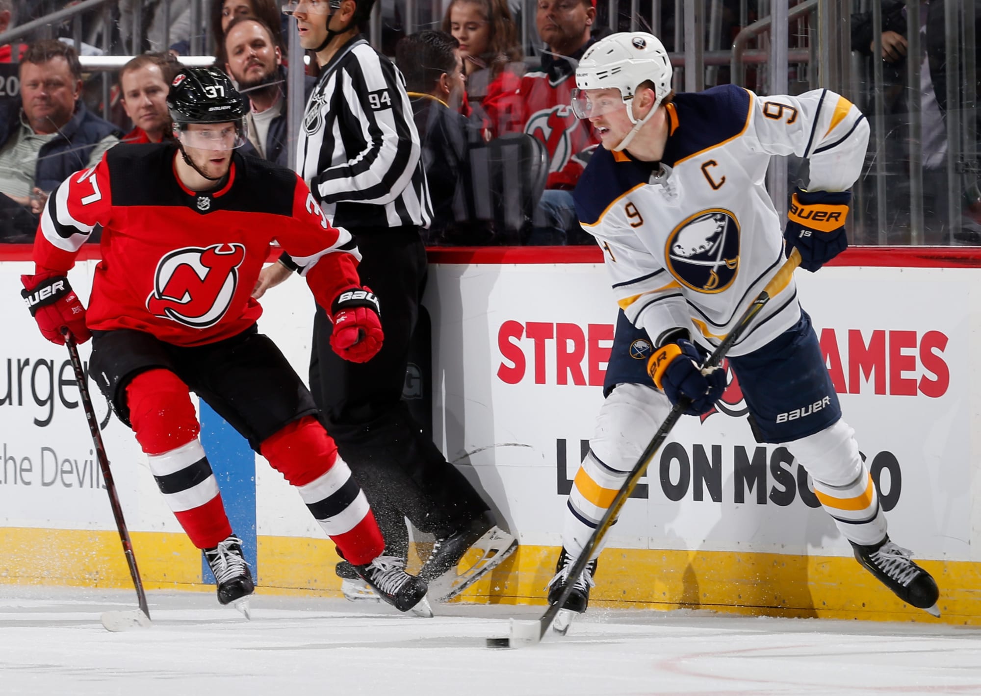 Jack Eichel of the Buffalo Sabres skates against the New Jersey News  Photo - Getty Images
