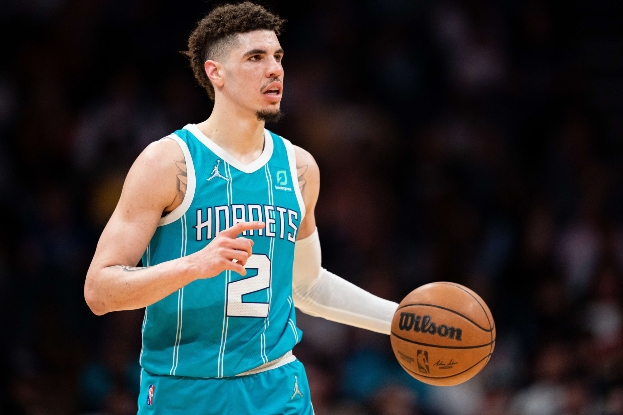 LaMelo Ball of the Charlotte Hornets dribbles during the third News  Photo - Getty Images