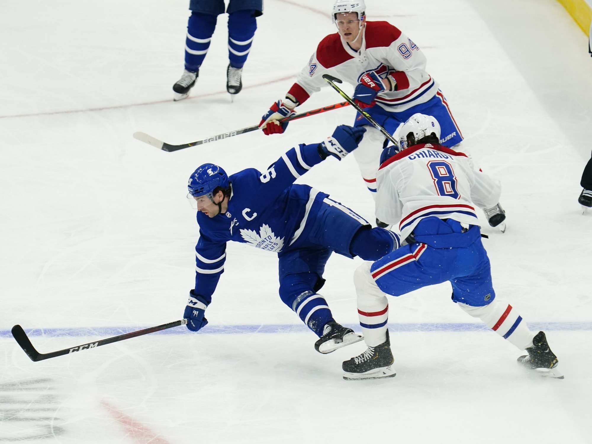 John Tavares Scary Injury(GRAPHIC) Dual feed Toronto Maple leafs at  Montreal Canadiens 