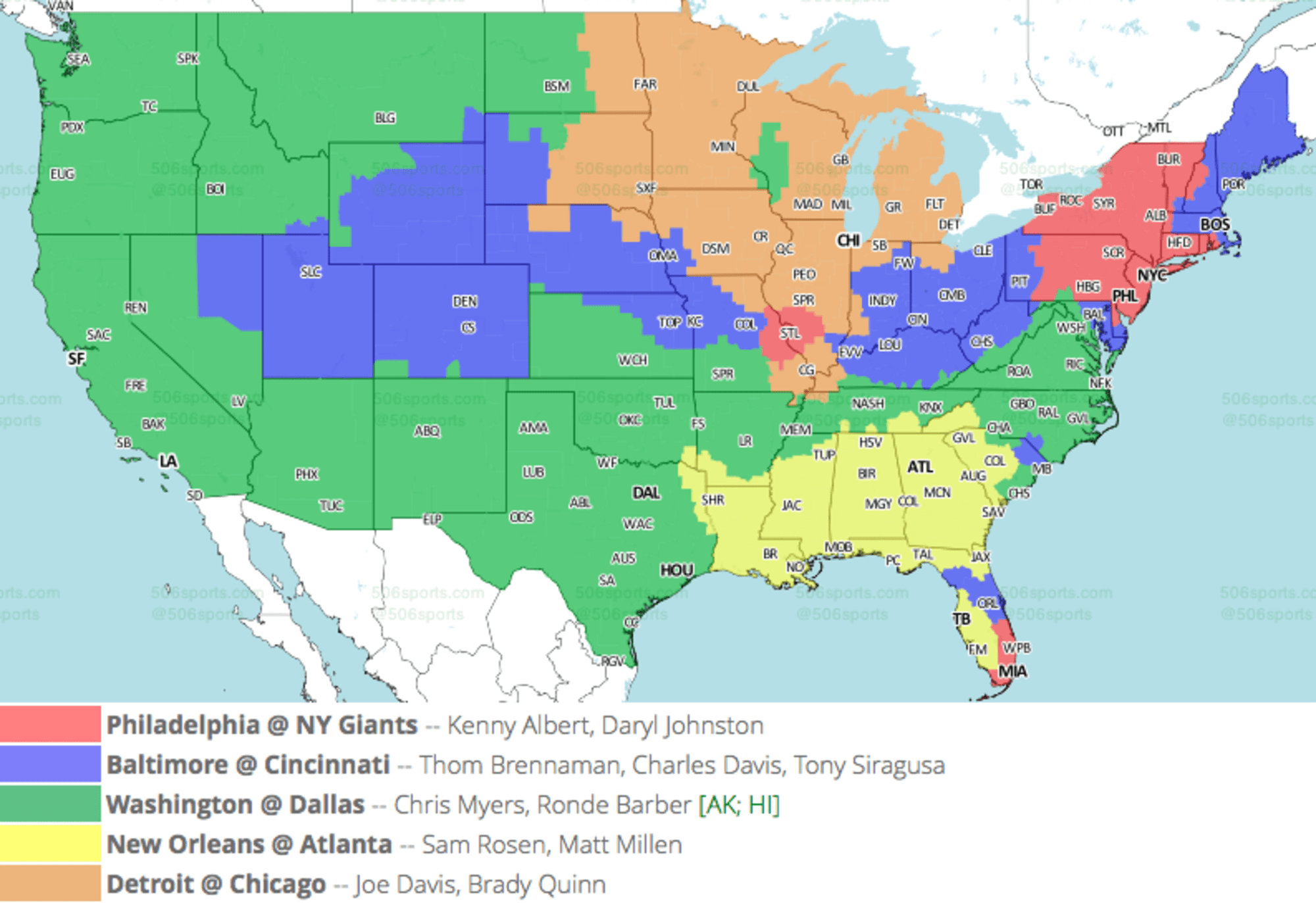 NFL TV Maps for Week 17