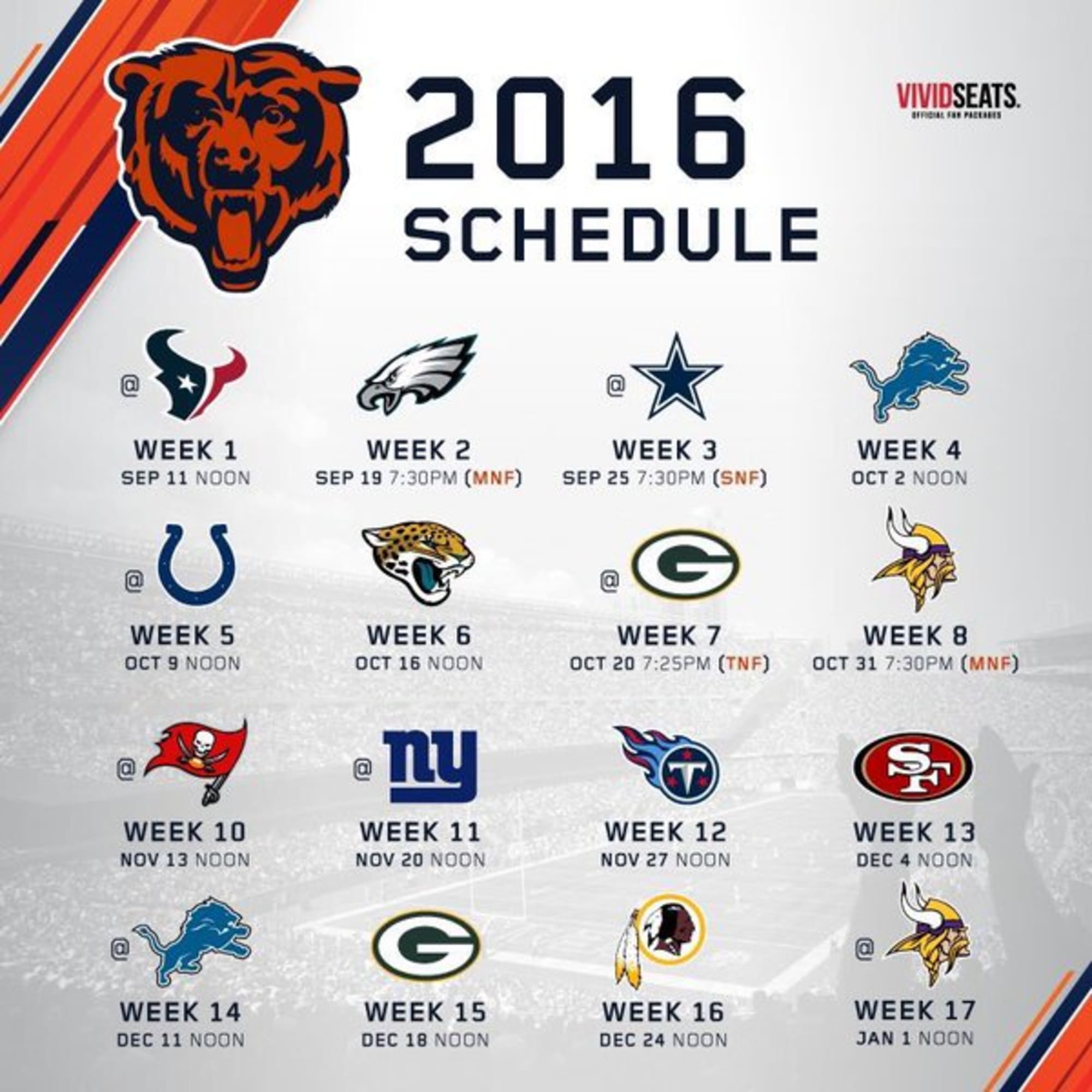 Bears Schedule Shows League Expecting Big Things