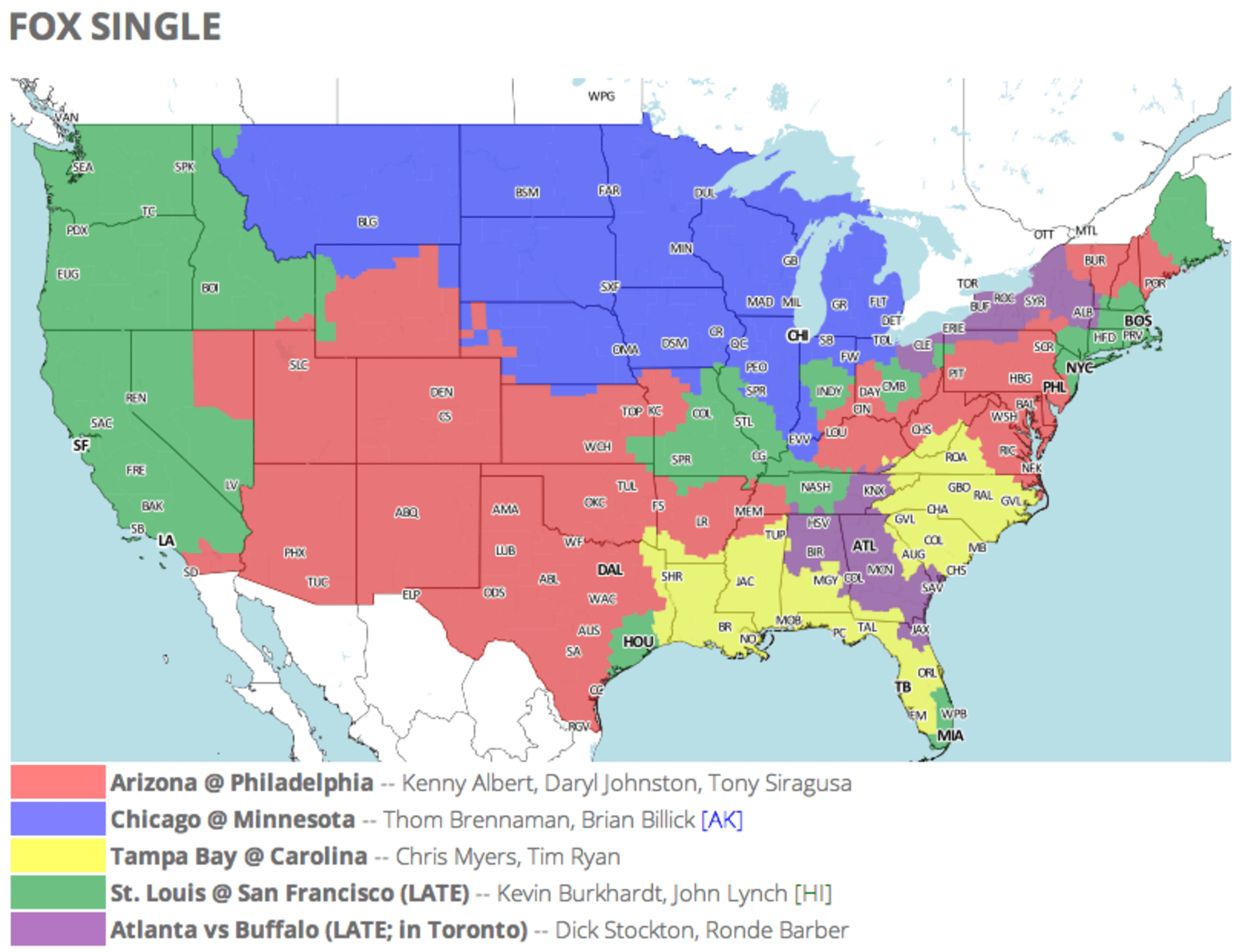 NFL TV Schedule and Coverage Map Week 13