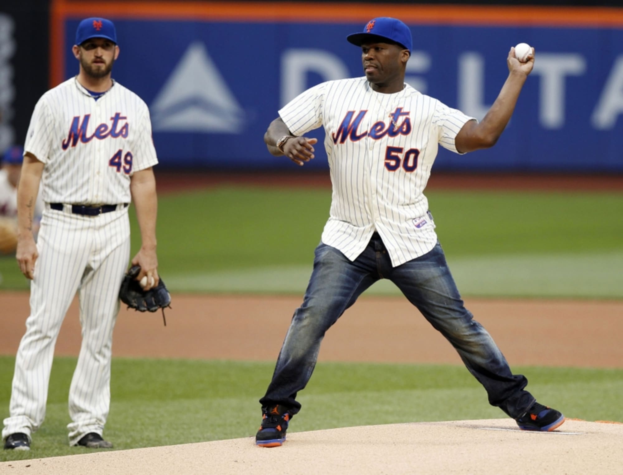 Vladimir Guerrero hits 50 Cent's awful first pitch (Video)