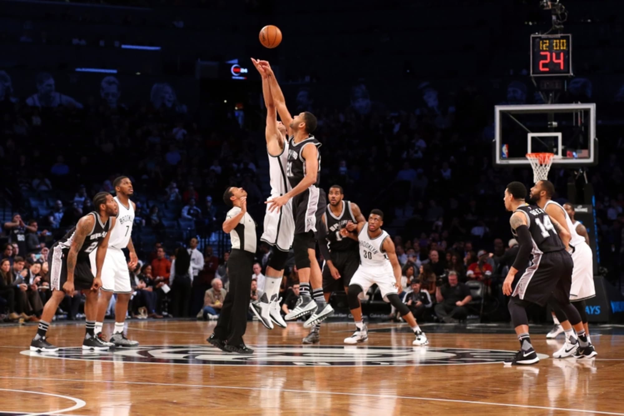 Tim Duncan Brook Lopez Nba San Antonio Spurs Brooklyn Nets 