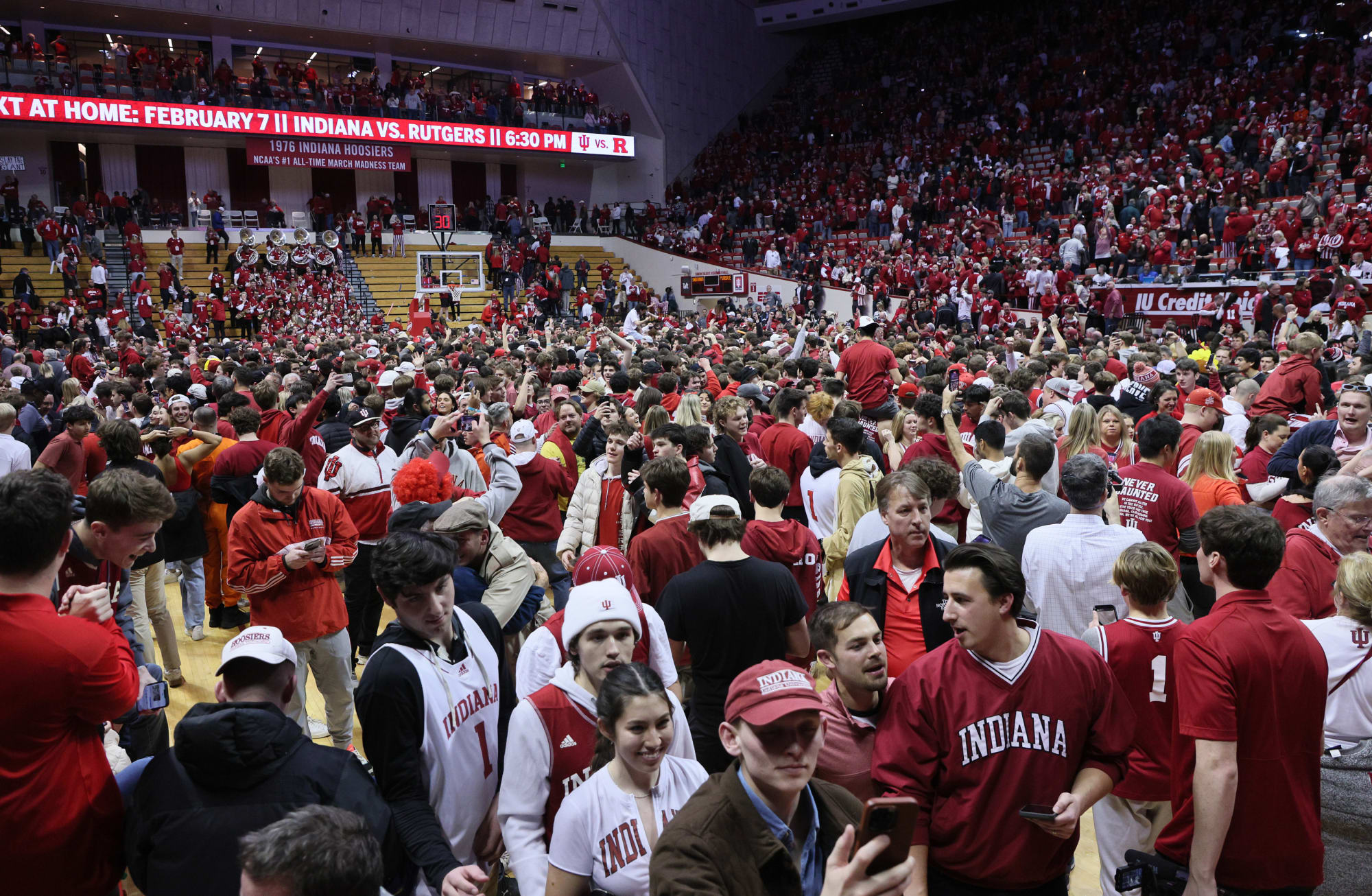 Indiana basketball fans get blasted for court-storming after upsetting Purdue