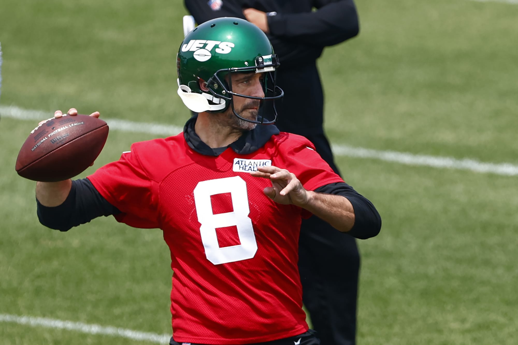 Aaron Rodgers has some limits at New York Jets offseason workouts