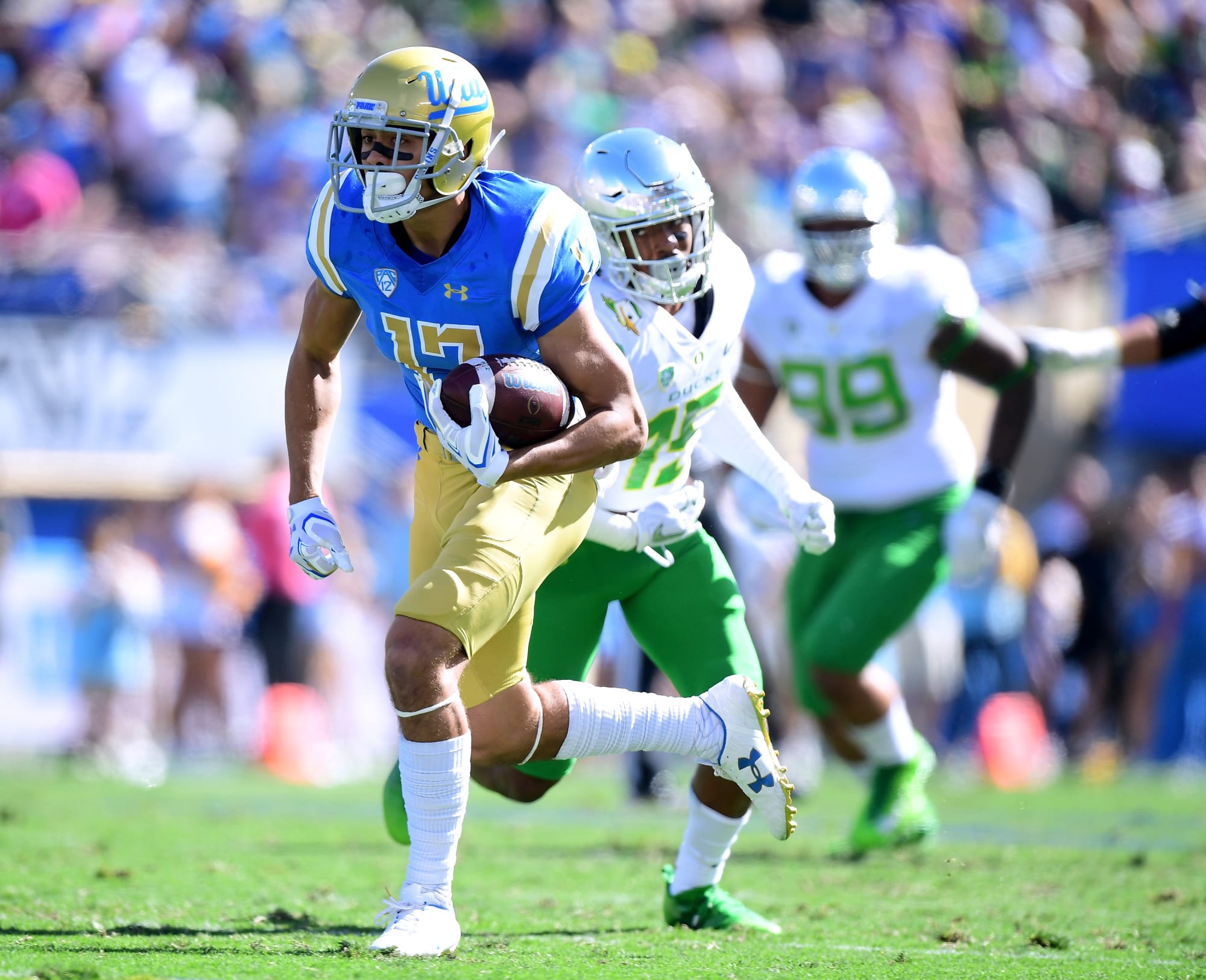 UCLA Football Bruins leap to victory over the Oregon Ducks