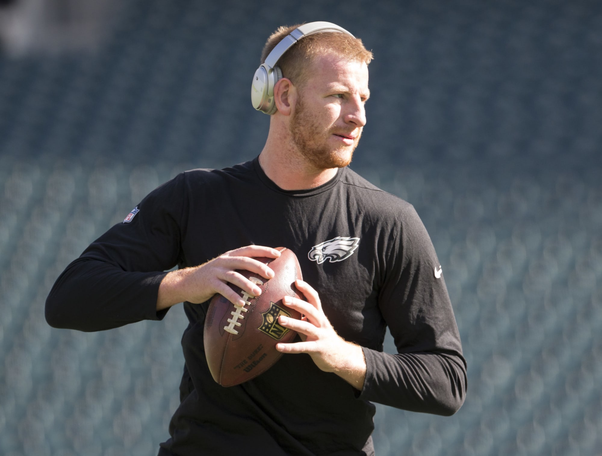 Philadelphia Eagles QB Carson Wentz shares a special moment with a fan