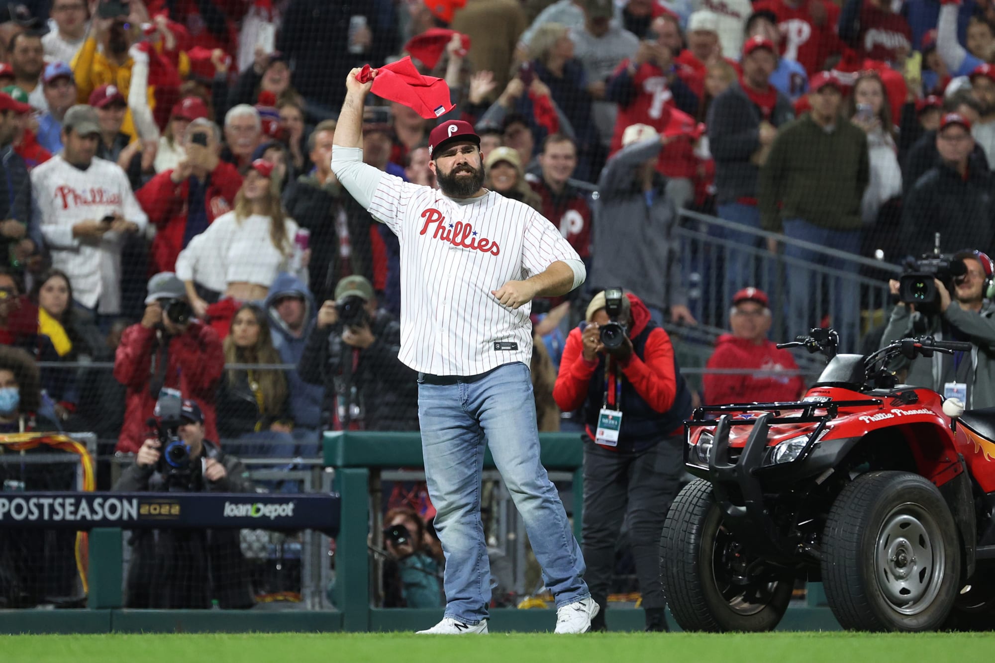 Jason Kelce is an option if the Phillie Phanatic needs some time off