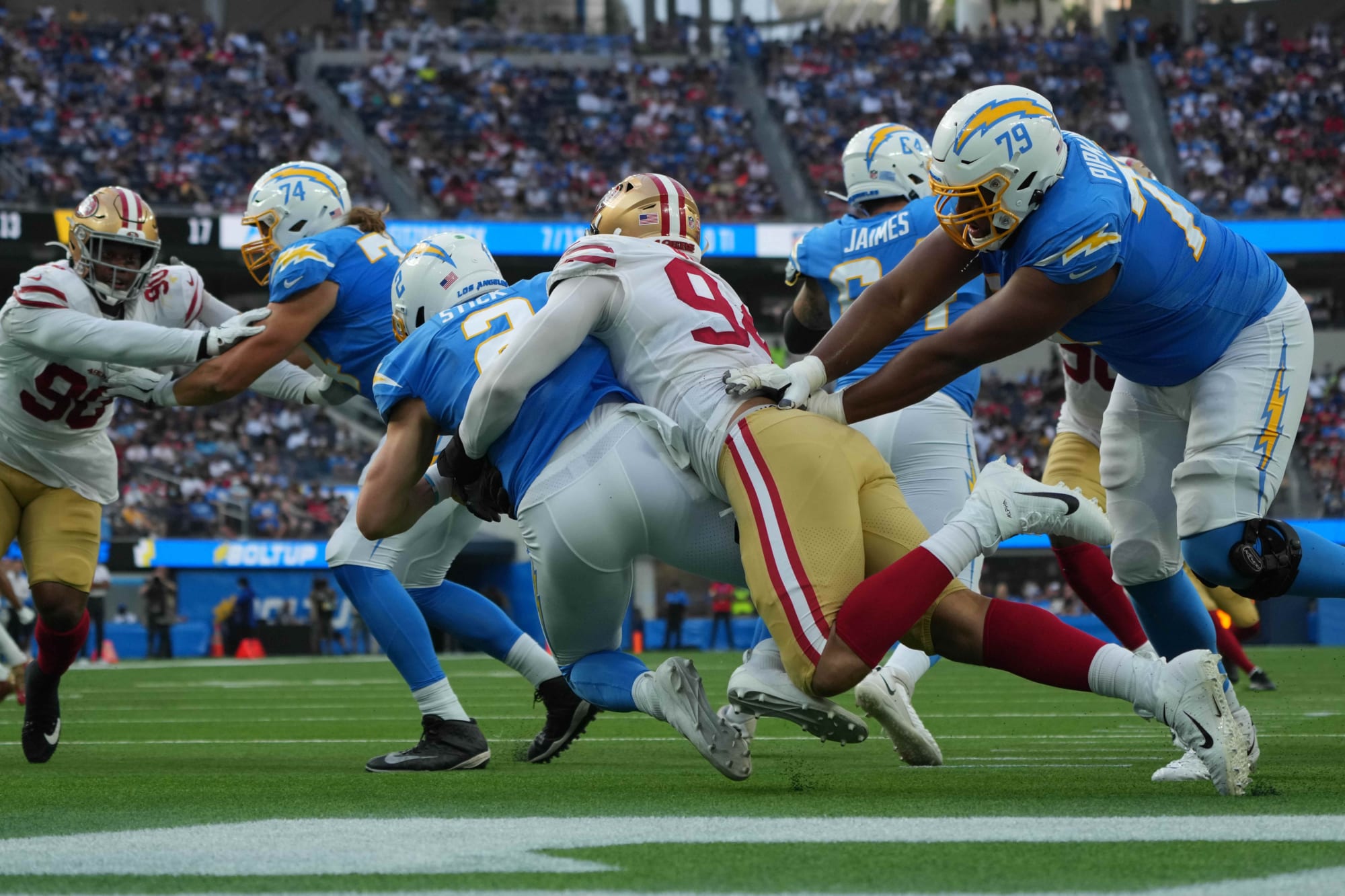 49ers score first on Jordan Willis safety vs. Chargers