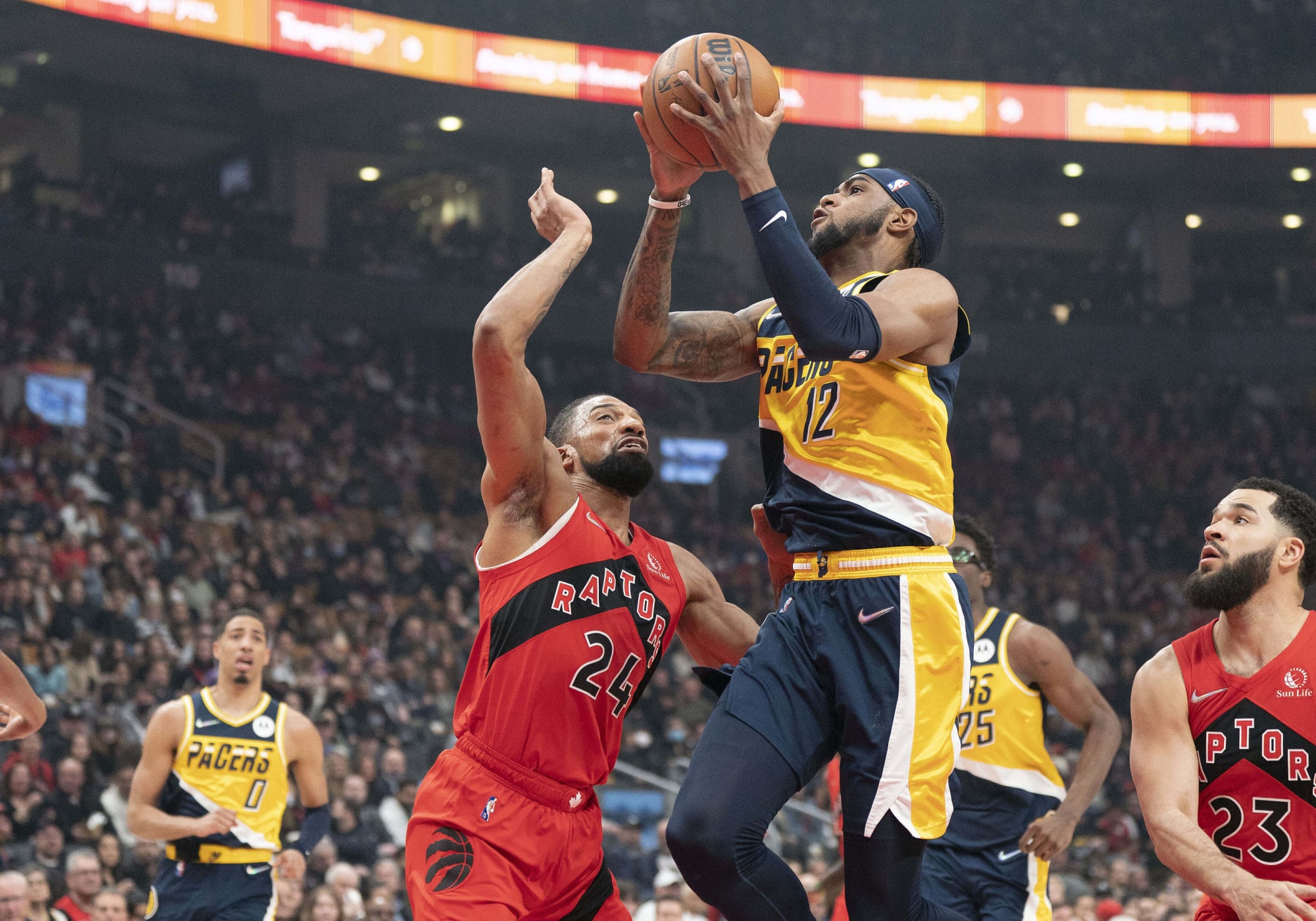 Speaker catches fire at Raptors-Pacers, forces suspension