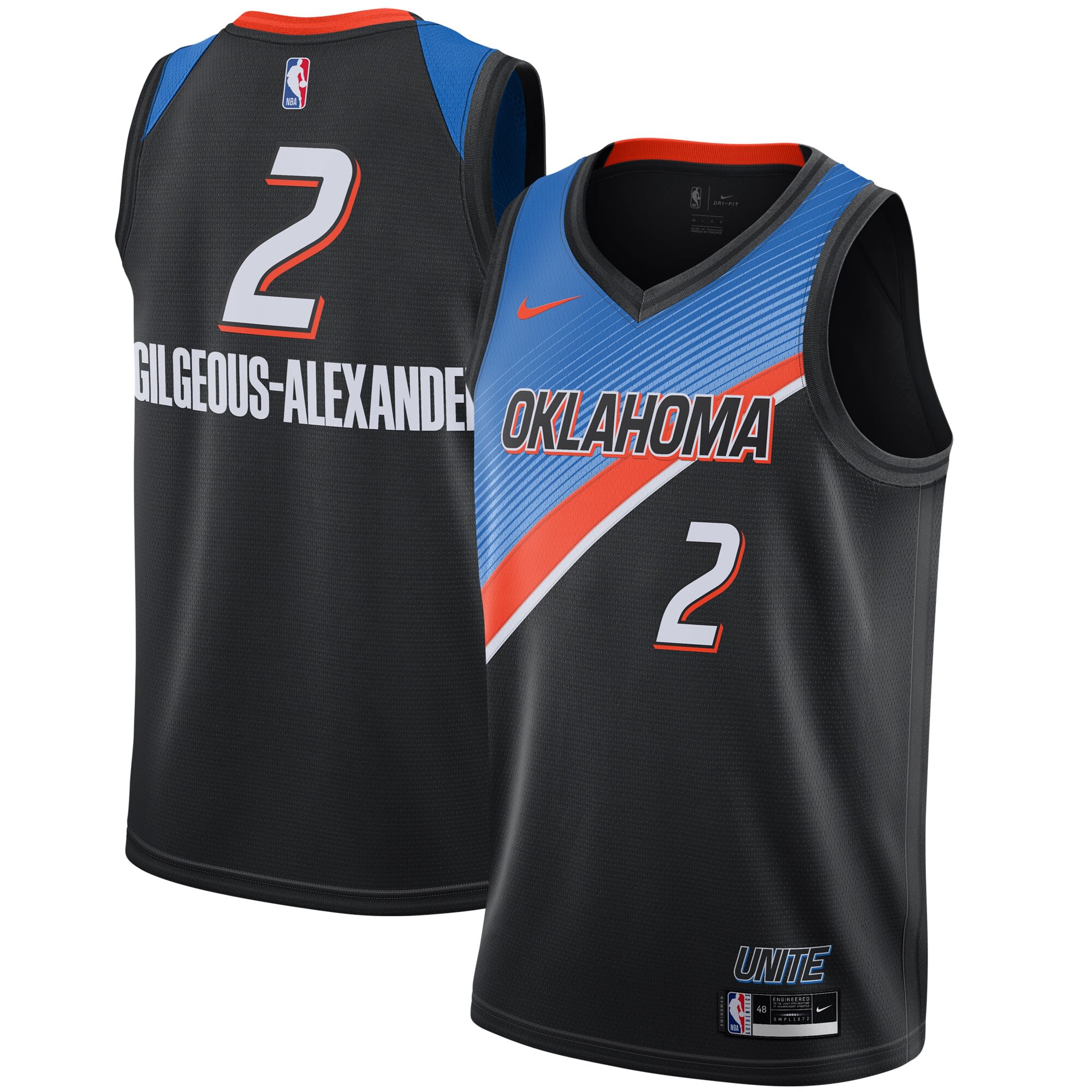 OKC THUNDER 202021 NIKE CITY EDITION PLAYER CUSTOM JERSEY THE OFFICIAL