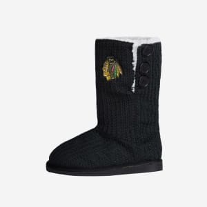 Chicago Blackhawks Knit High End Button Boot Slipper - XL