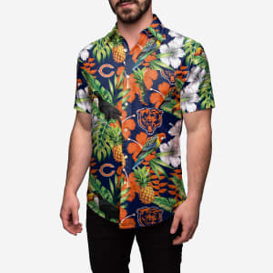 Chicago Bears Floral Button Up Shirt - 2XL