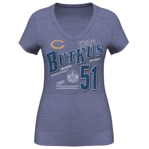 Dick Butkus Chicago Bears Women's Hall Of Fame Name & Number T-Shirt - Navy Blue