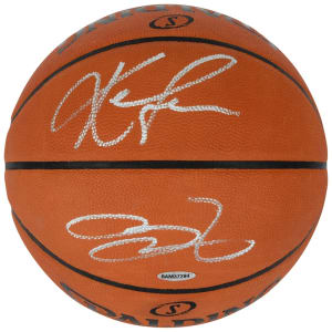 LeBron James & Kevin Love Cleveland Cavaliers Autographed Official Spalding Basketball - Upper Deck