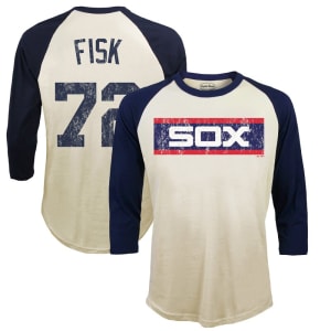 Carlton Fisk Chicago White Sox Majestic Threads Softhand Cotton Cooperstown 3/4-Sleeve Raglan T-Shirt - Cream