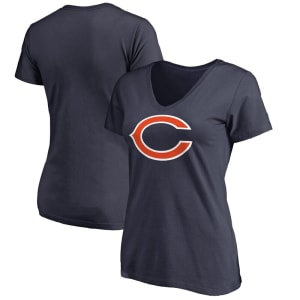 Chicago Bears NFL Pro Line Women's Plus Size Primary Logo V-Neck T-Shirt - Navy