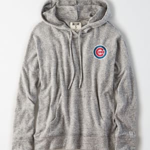 Tailgate Women's Chicago Cubs Plush Hoodie Light Heather Gray L
