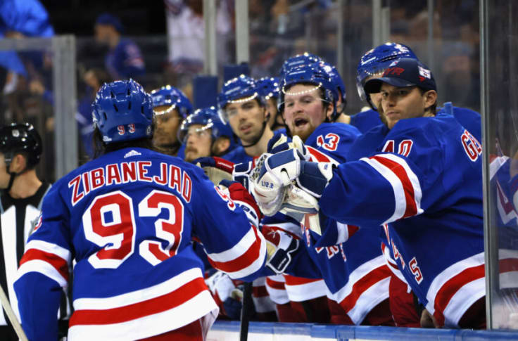 Igor Shesterkin and Mika Zibanejad of the New York Rangers celebrate  News Photo - Getty Images