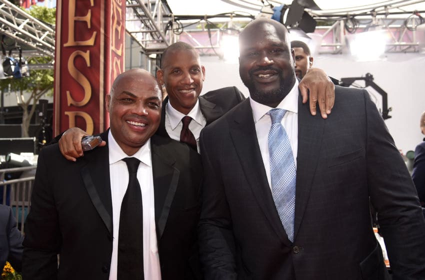LOS ANGELES, CA - JULY 13: (L-R) Former NBA players Charles Barkley, Reggie Miller and Shaquille O'Neal attend the 2016 ESPYS at Microsoft Theater on July 13, 2016 in Los Angeles, California. (Photo by Kevin Mazur/Getty Images)