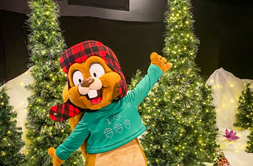 Earl the Squirrel at Universal Orlando Holiday celebration, photo provided by Cristine Struble