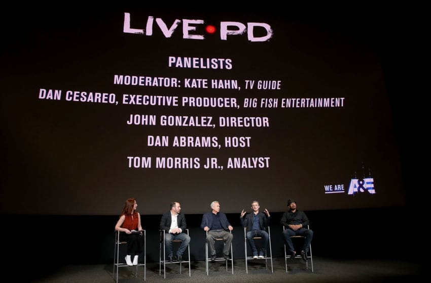 NORTH HOLLYWOOD, CA - MAY 14: (L-R) Moderator Kate Hahn, executive producer Dan Cesareo, director John Gonzalez, host Dan Abrams and analyst Tom Morris attend the Live PD FYC Screening at Saban Media Center on May 14, 2018 in North Hollywood, California. (Photo by Jesse Grant/Getty Images for A&E Networks)