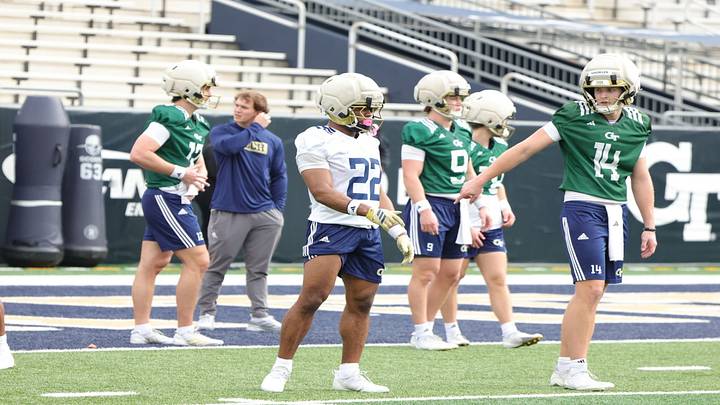 Justice Haynes and Alberto Mendoza at Georgia Tech football practice