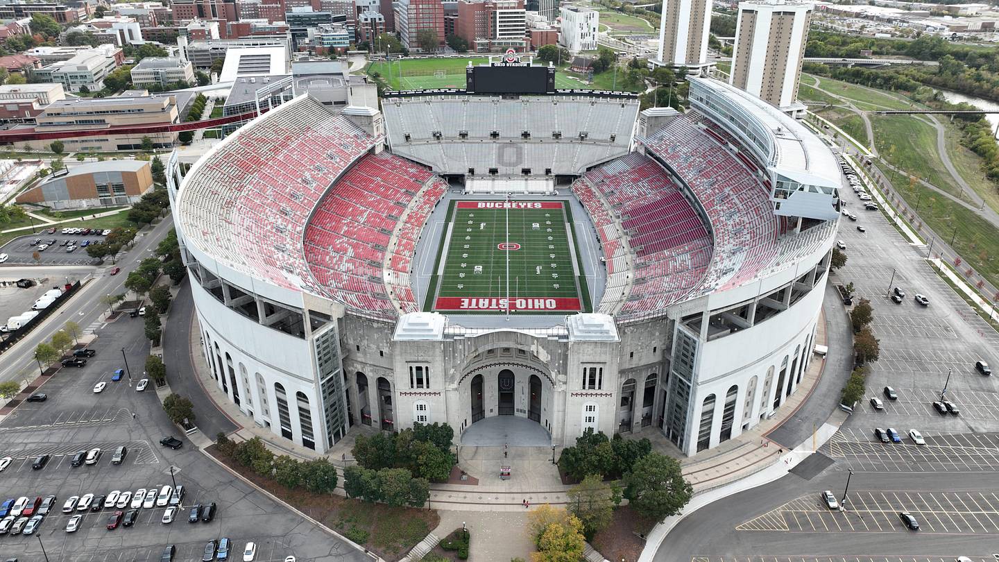 Ohio Stadium — Columbus aerial stadium photograph for large-venue MEP planning
