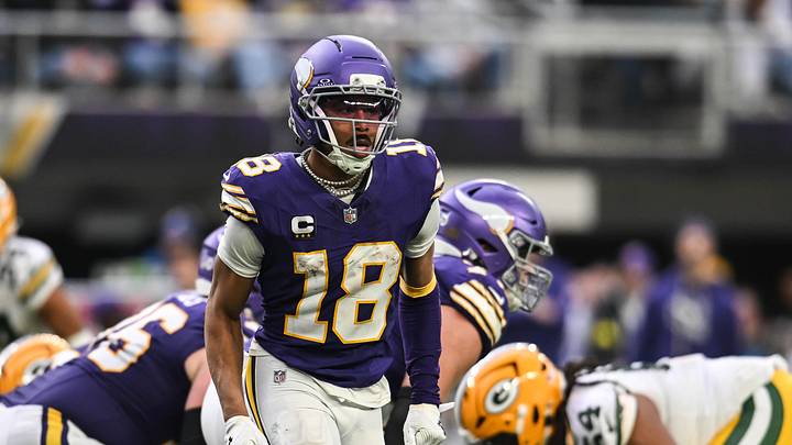 Minnesota Vikings star wide receiver Justin Jefferson wearing number 18