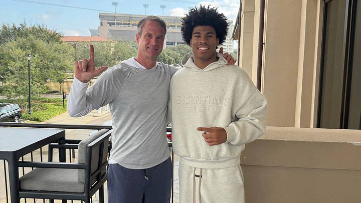 Lane Kiffin and Sam Leavitt during LSU football preparations