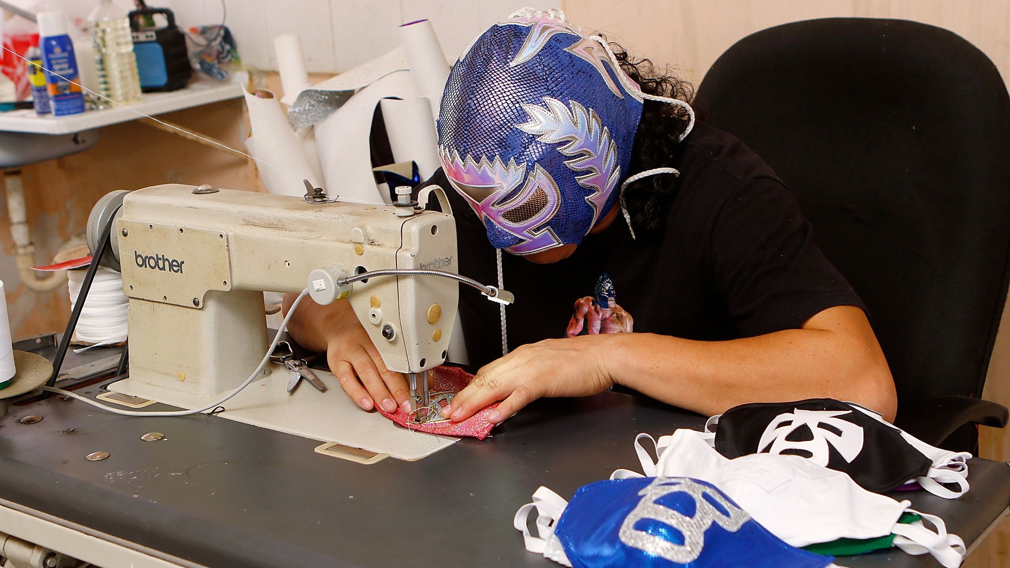 This Lucha Libre Wrestler Is Sewing Masks Instead of Costumes During the Coronavirus Pandemic
