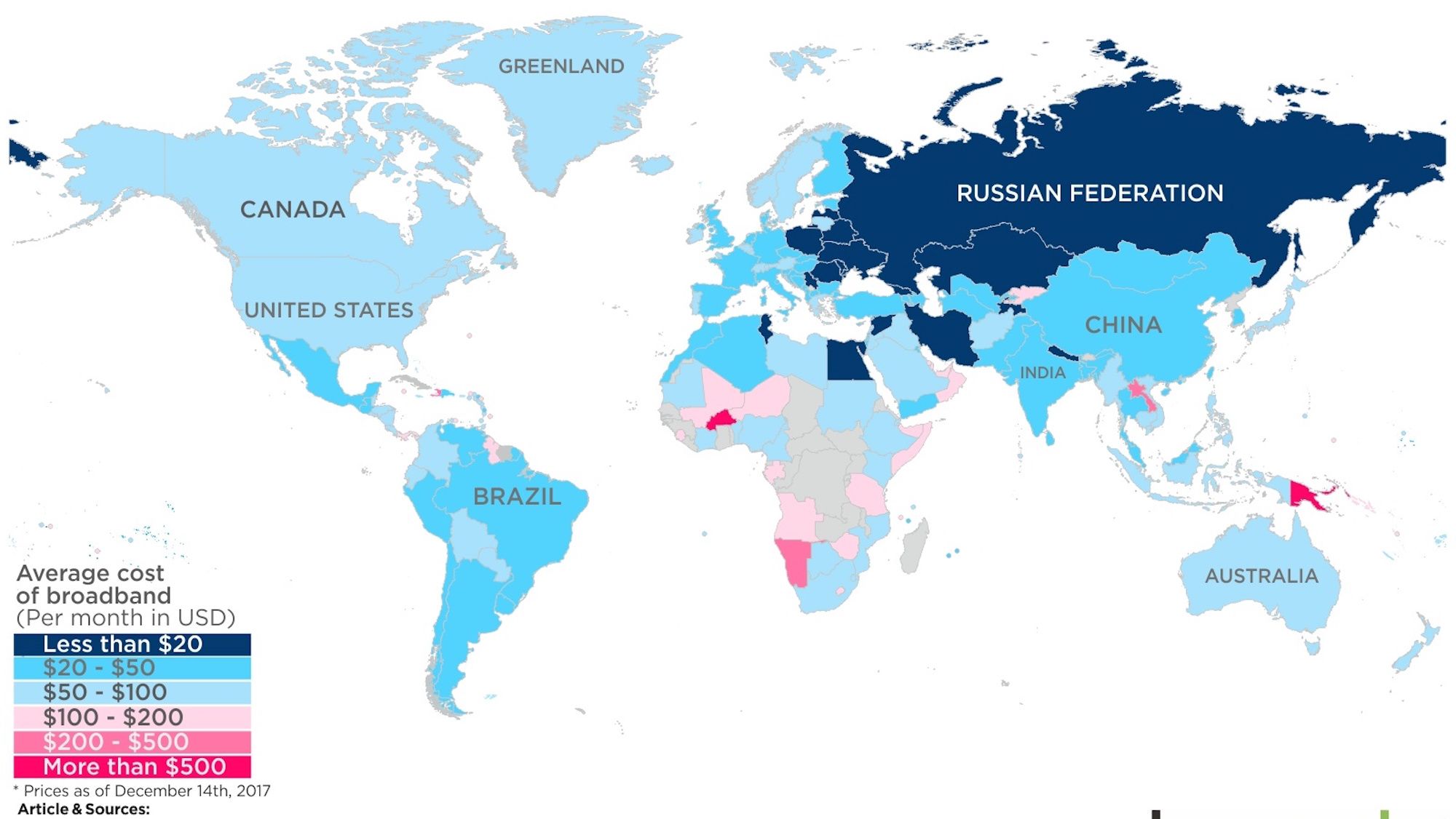 Monthly Internet Costs In Every Country Mental Floss