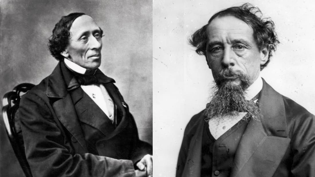 Hans Christian Andersen (Left), Culture Club/Getty Images // Charles Dickens (Right), Rischgitz/Getty Images