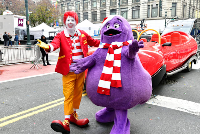 Ronald McDonald and Grimace in 2020.