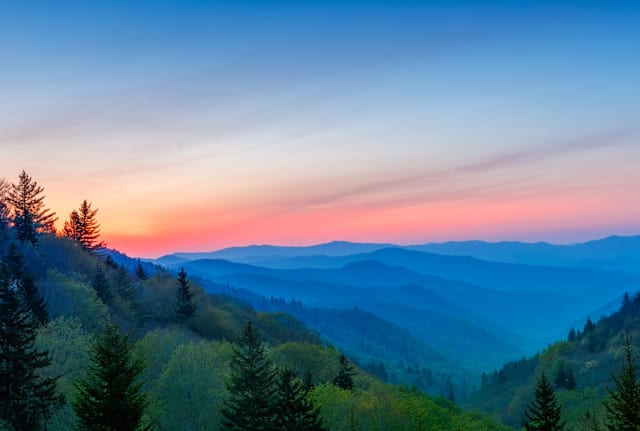 Sunrise at Great Smoky Mountains National Park.