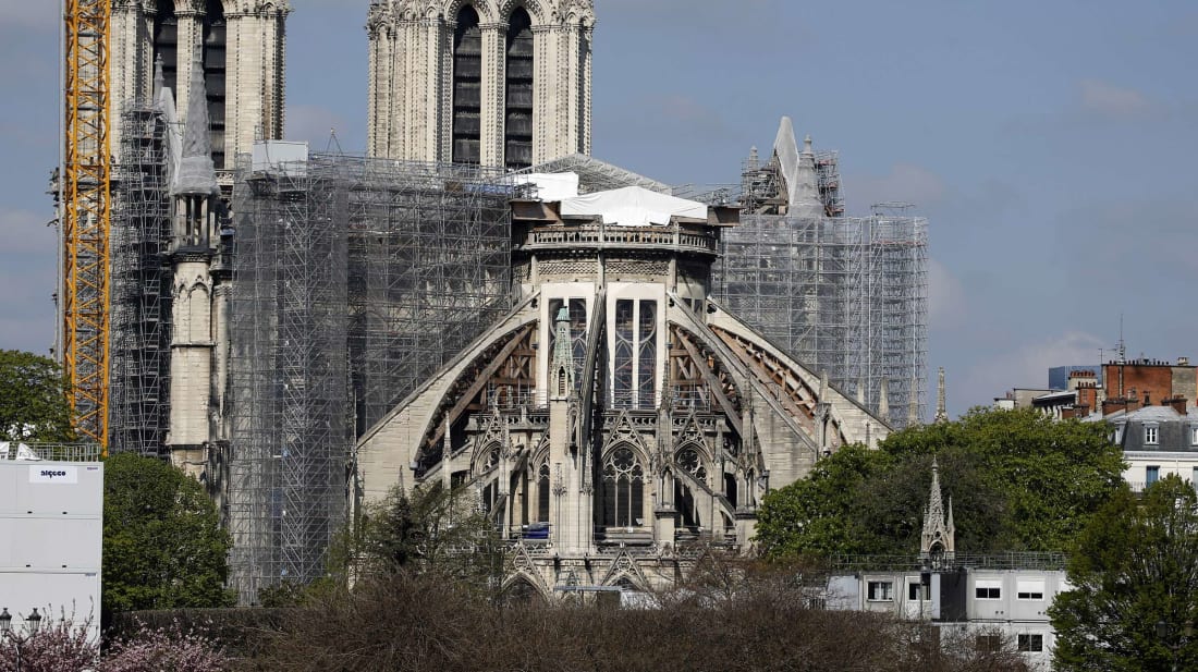 Notre-Dame Cathedral two years after the fire on April 15. 2019.