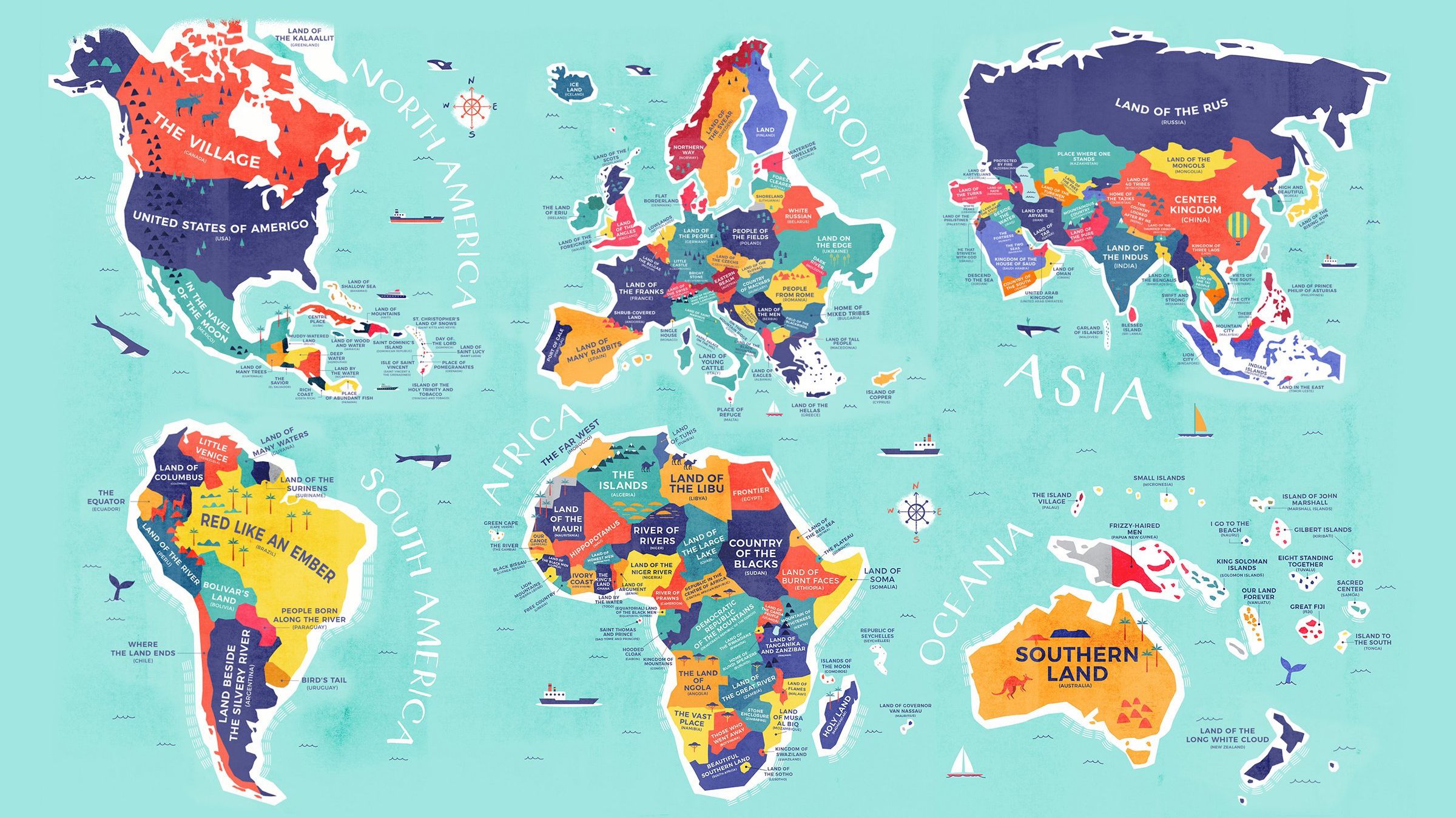 the literal translation of every country s name in one world map mental floss
