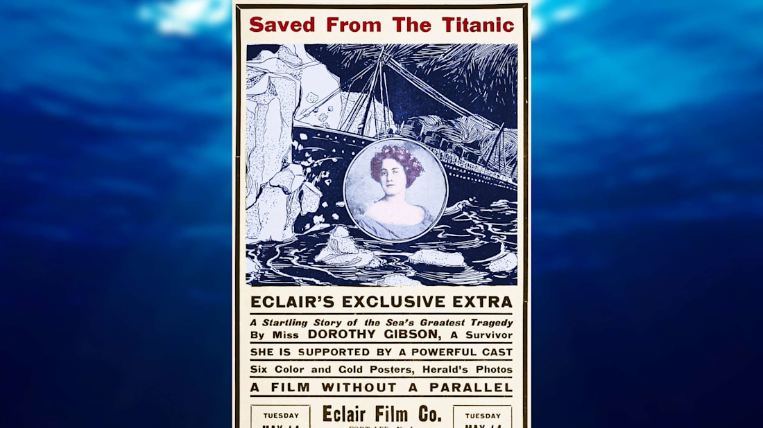 The poster for 1912's Saved From the Titanic, a film you'll never see.