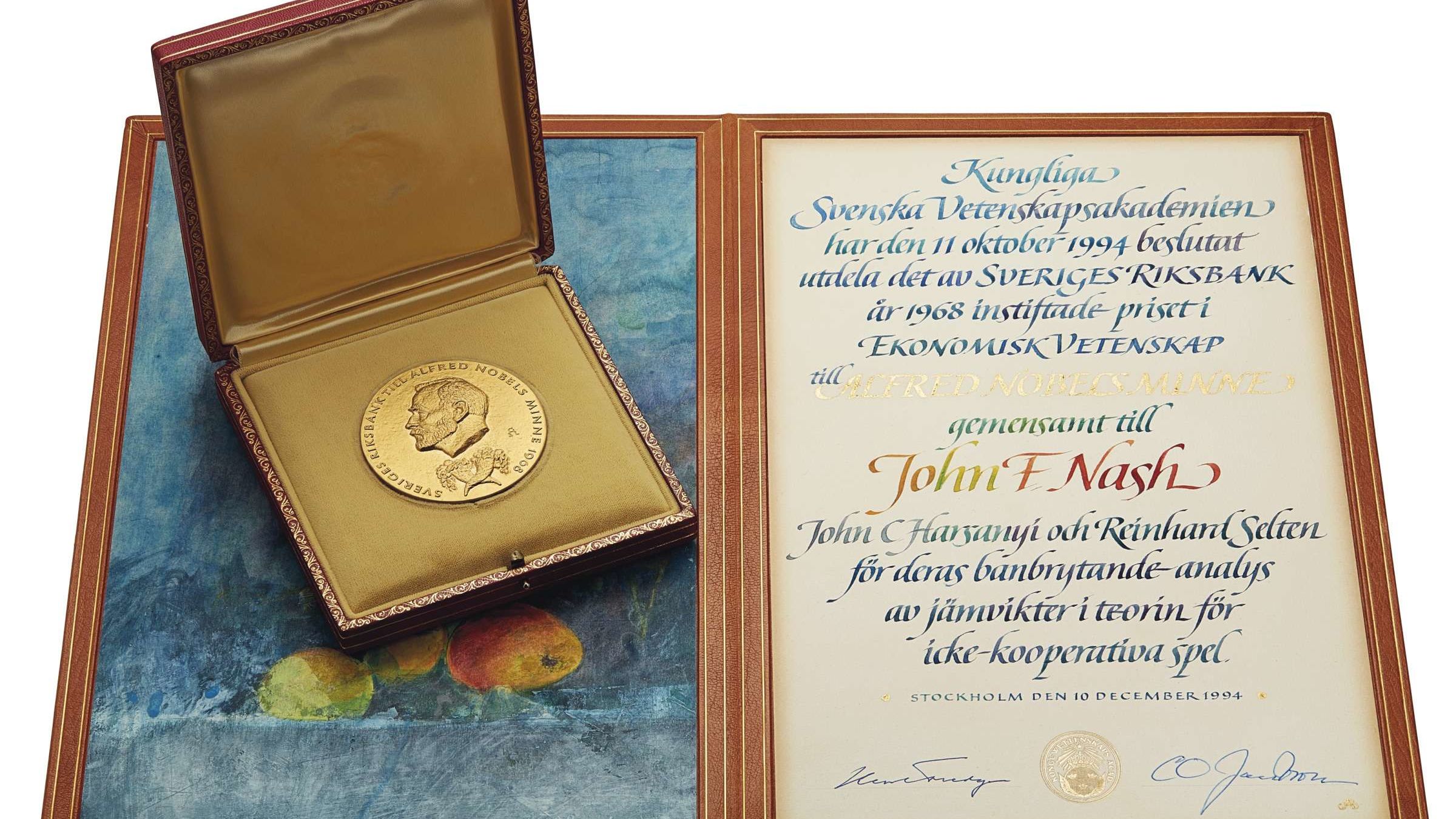 Nobel Prize Awarded to John Nash, Subject of A Beautiful Mind, Is Available to Bid On
