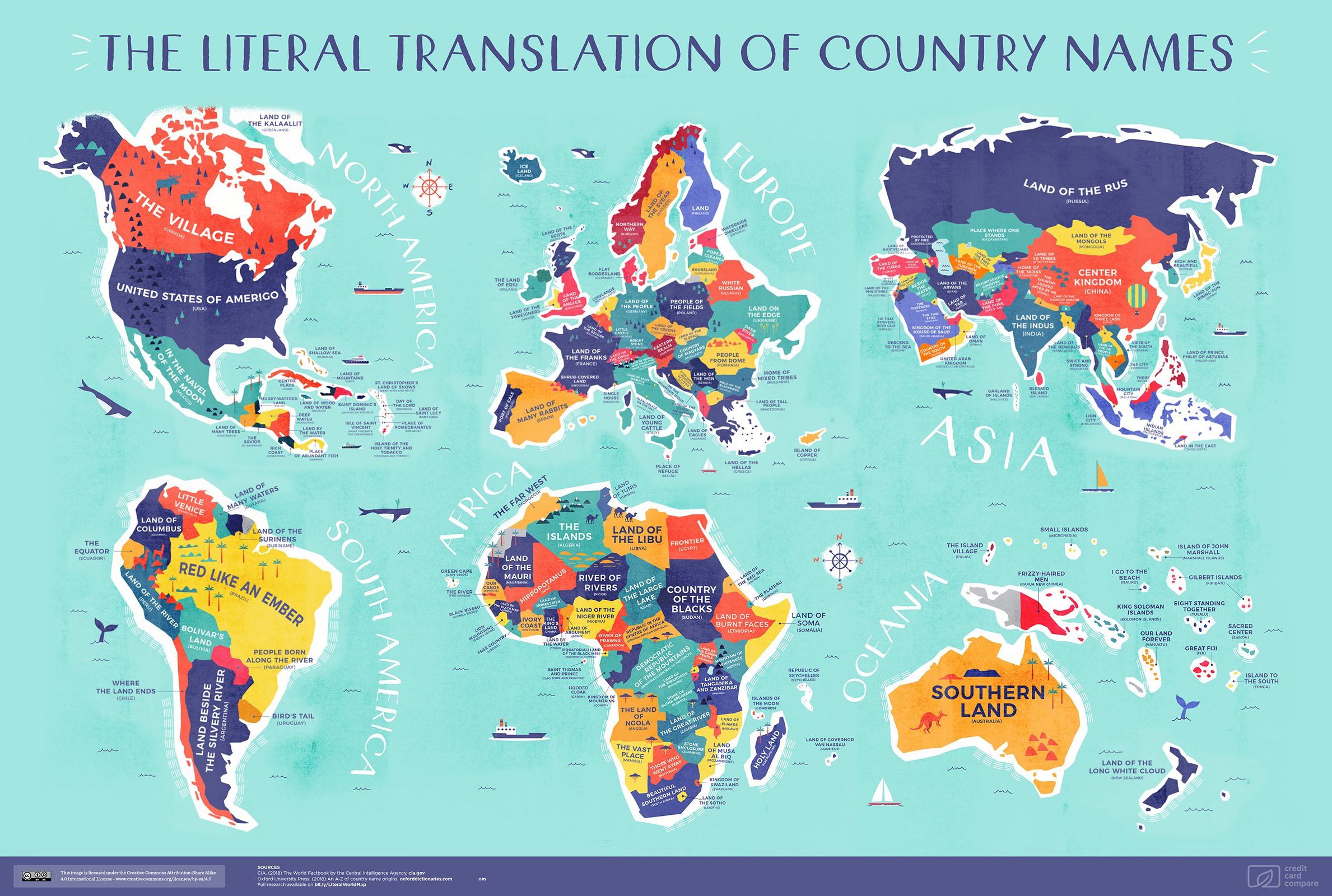 The Literal Translation Of Every Country S Name In One World Map Mental Floss