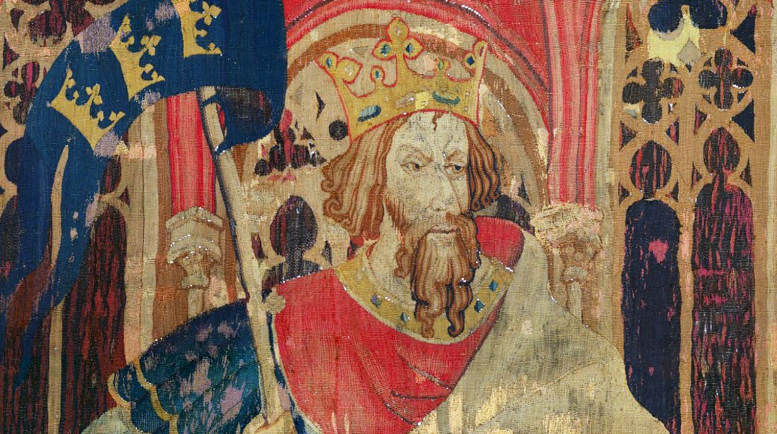 A 14th-century tapestry of King Arthur.