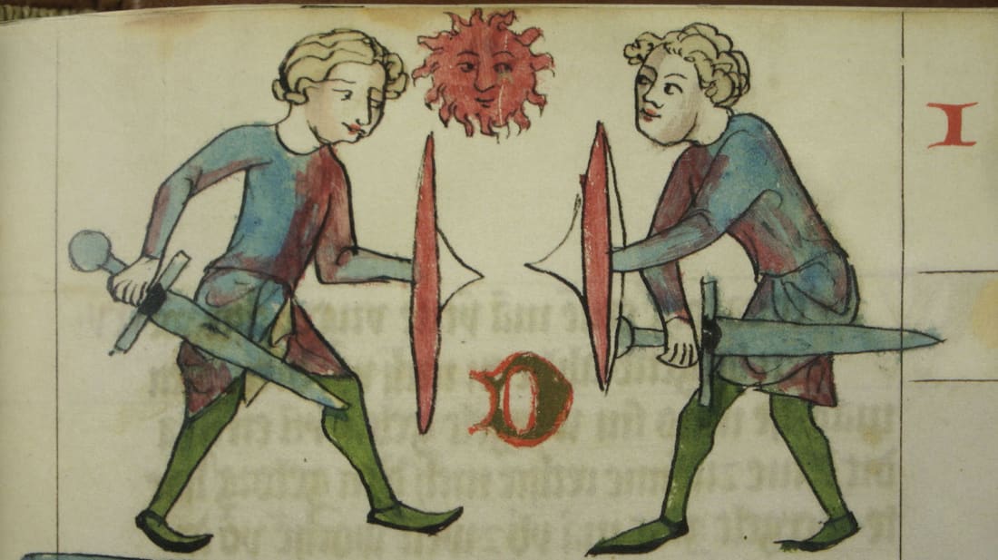 By unbekannter mittelalterlicher Künstler - Dresdener Bilderhandschrift des Sachselspiegels, hrsg. v. Karl v. Amira, Leipzig 1902, Neudruck hrsg. v. Heinrich Lück, Graz 2002, Public Domain, Wikimedia Commons