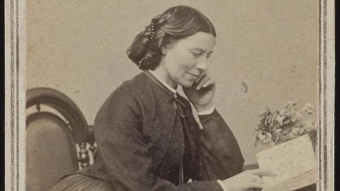 Clara Barton photographed by Charles R. B. Claflin in 1865.