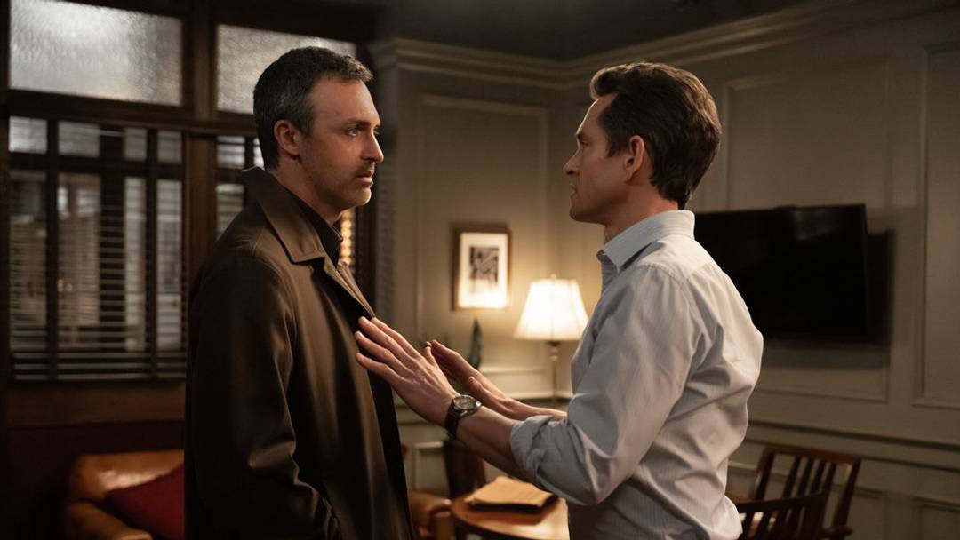 LAW & ORDER -- "Fate's Cruel Joke" Episode 25016 -- Pictured: (l-r) Reid Scott as Detective Vincent Riley, Hugh Dancy as A.D.A. Nolan Price 