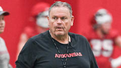 Razorbacks coach Sam Pittman at spring practice in March.