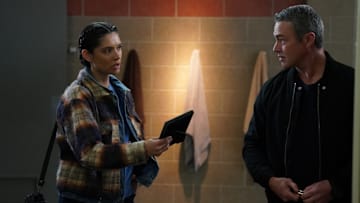 CHICAGO FIRE -- "Cut Me Open" Episode 13020 -- Pictured: (l-r) Miranda Rae Mayo as Stella Kidd, Taylor Kinney as Kelly Severide -- (Photo by: Elizabeth Sisson/NBC)