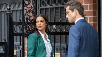 LAW & ORDER -- "Catch and Kill" Episode 24001 -- Pictured: (l-r) Odelya Halevi as ADA Samantha Maroun, Hugh Dancy as ADA Nolan Price -- (Photo by: Scott Gries/NBC)
